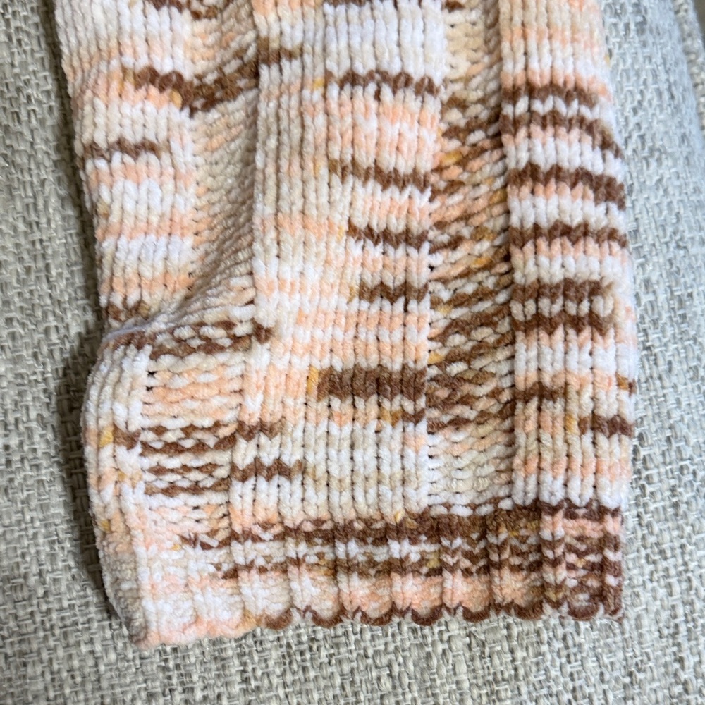 Haptics Striped Chunky Knit Relaxed Cozy Soft Sweater Coral & Brown Plus Size 1X - Picture 12 of 17